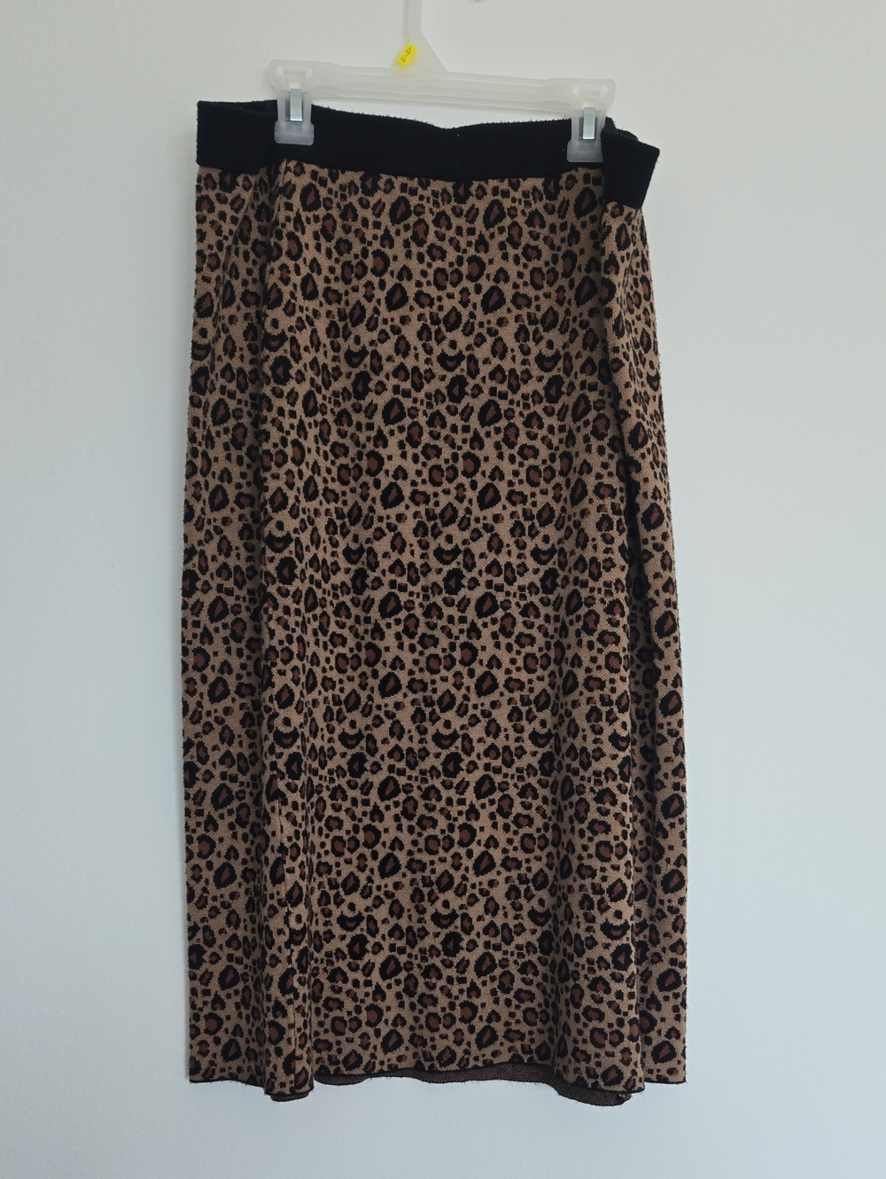 Leopard Print Sweater Midi Skirt